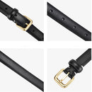 2.3cm Classic Women Leather Belt with Golden Square Buckle Thin Casual Dress Waist Band for Students Ladies Fashion Accessory