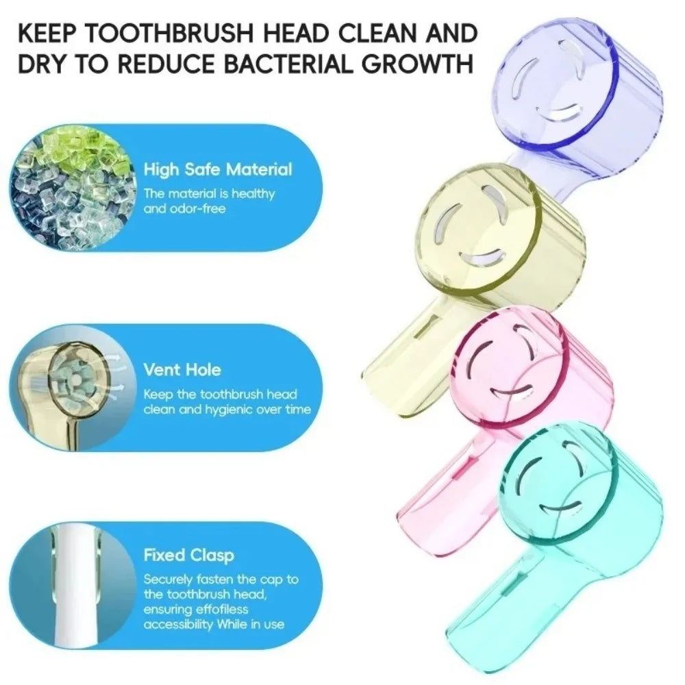 Kit com 2 ou 4 capas protetoras contra poeira para cabeças de escova de dentes elétrica, compatíveis com as linhas Braun Oral-B e iO.