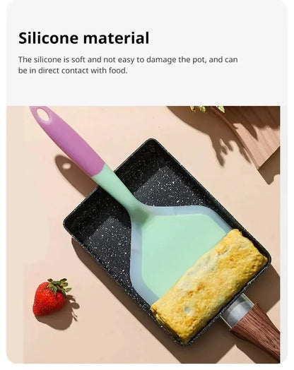 1 Uds. Utensilios de cocina de silicona de Color aleatorio, espátula para carne, huevo, raspador de cocina, herramientas de cocina anchas para Pizza, pala