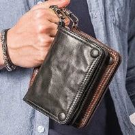 Luxury Handmade 100% Genuine Leather Men Wallet Purse Short Money Clip with Coin Pocket Male Money Bag Multi-Card Wallet Vintage