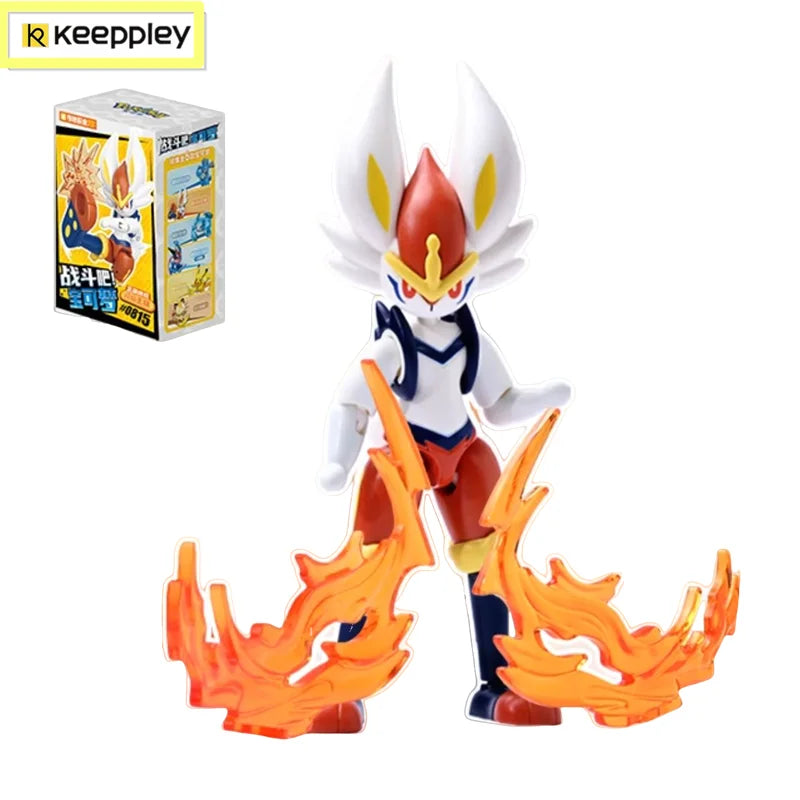 Keeppley Pokemon Battle Building Blocks Lucario Charizard Mewtwo Blastoise Greninja Assembly 3D Model Mini Brick Figure Toys