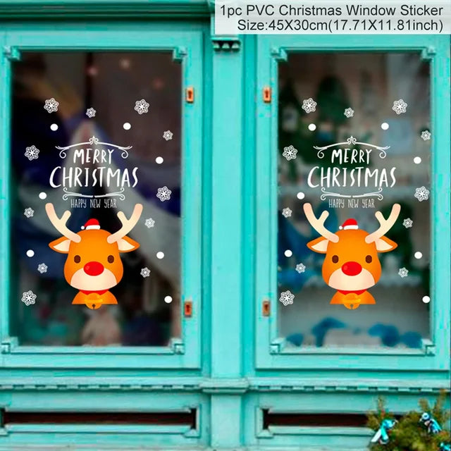 Christmas Window Stickers for Kids Room, Wall Decals, Merry Christmas Decorations for Home, New Year 