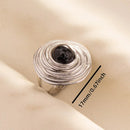 1pc Boho Turquoise Ring Stainless Steel Black Stone Silver Color Adjustable Ring Women Ethnic Ring Bohemian Jewelry Gift No Fade