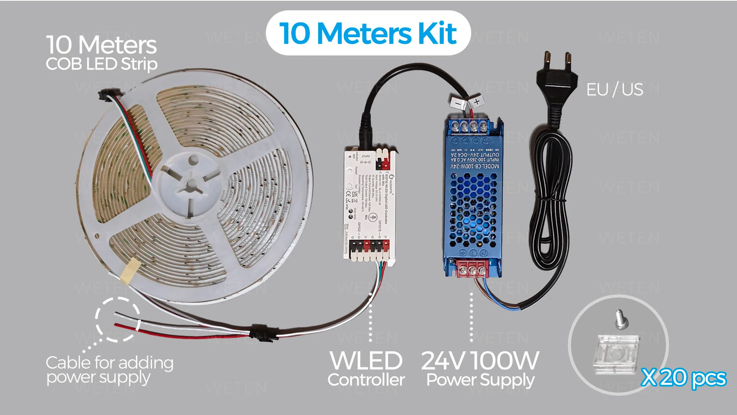 Controlador WLED ESP32 RGBIC COB LED Tira de luz Kit de cinta reactiva al sonido Música Sincronización Funciona con Alexa 24V 5 10 15 20 25 30 40 M