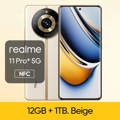 Realme 11 Pro Plus 5G Global version 6.7inch Screen 120Hz  CPU Mtk Dimensity 7050 200MP Camera 12GB RAM 1TB Storage used phone