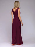 Women's 2025 Summer Solid Color Formal Dress - Sleeveless Evening Gown with Waist Accent, Elegant Floor Length Bridesmaid Dress