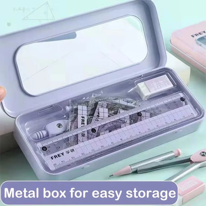 7-Piece Compass and Ruler Set Student Ruler Set Cute Rriangle Ruler Set Exam Specific Ruler Box Set Ruler Set School Starts