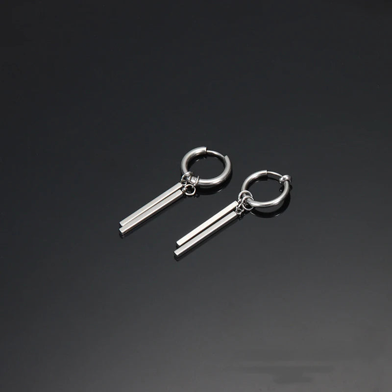 Kiss Jewelry Titanium Steel Punk Cool Men Women Ear Clip Stud Earrings Long Stick Pendant Fashion Hip Hop Drop Party Earring