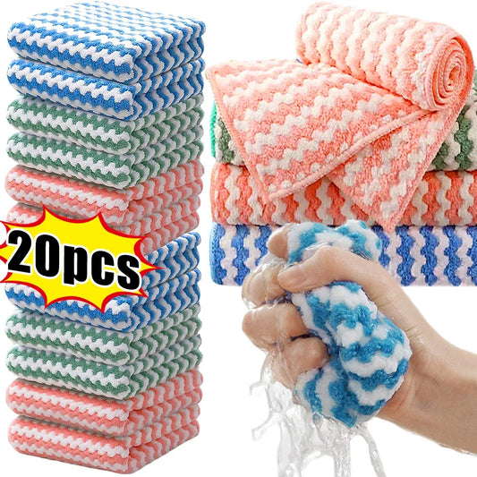 Paño de limpieza de microfibra, paños de cocina gruesos de terciopelo, alta absorción, trapos de cocina para fregar, toallas de limpieza para el hogar
