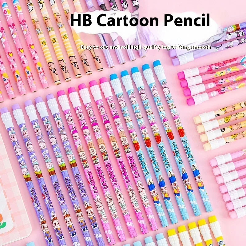 10Pcs/Lot Cute Cartoon HB Pencil With Big Eraser Kawaii Capybara Pony Pencils Student Kids Writing Pen School Stationery Gifts