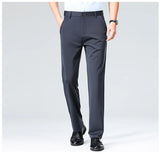 Pantalones de talla grande para hombre, pantalones de traje de negocios, pantalones de vestir formales elásticos, pantalones negros clásicos para hombre grande