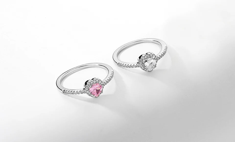ZAKOL Romantic Pink Heart CZ Engagement Rings for Women Fashion AAA Cubic Zirconia Wedding Bands Jewelry Valentine's Day Gift
