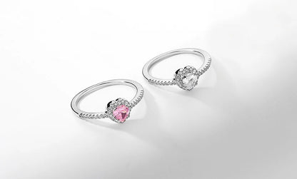 ZAKOL Romantic Pink Heart CZ Engagement Rings for Women Fashion AAA Cubic Zirconia Wedding Bands Jewelry Valentine's Day Gift