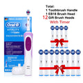 Cepillo de dientes eléctrico Oral B para adultos, recargable, con rotación, blanqueamiento 3D y cabezales de regalo.