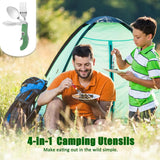Vajilla multifuncional 7 en 1 para exteriores, herramientas de supervivencia, tenedor plegable de acero inoxidable, cuchara, cuchillo, vajilla para Picnic y acampada