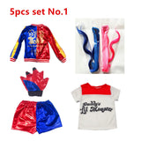 Harley Quinn Cosplay Suicide Squad Harleen Quinzel Kids Girls T-Shirt Joker Jacket Halloween Costume