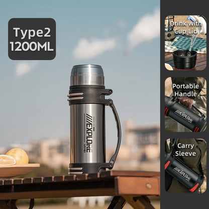 Large Capacity Thermos Bottle with handle Double-wall vacuum Insulated Bottles Leakproof Water Jug for Travel Hiking Camping