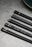 5Pairs Janpanese Reusable Chopsticks Black Sushi Sticks For Food Noodles Alloy Chinese Korean Chopsticks Kitchen Tableware