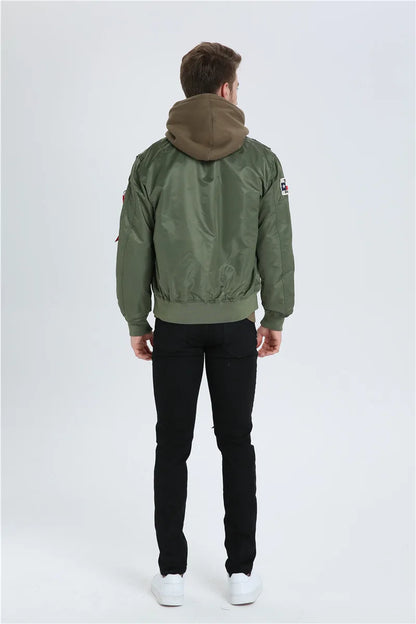 High Quality Military Fashion Casual Boy Youth Lightweight Top Gun Patch Embriodey Streetwear Ma1 Satin Flight Bomber Jacket Men