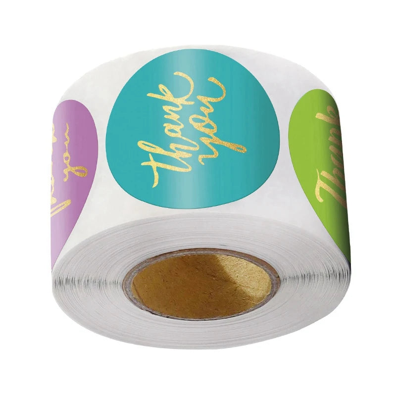 50-500pcs 1inch Blue Thank You Stickers For Envelope Sealing Labels Stationery Supplies Handmade Wedding Gift Decoration Sticker