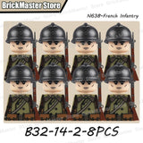 WW2 French Soldier Figure Building Blocks Military War Weapon Medical Officer Army Infantry Warrior Cavalry Gun Bricks Toy Gifts