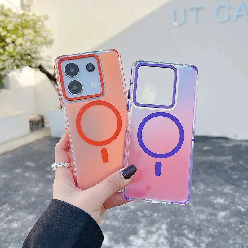 Colorful Magnetic Magsafe Phone Case For Xiaomi Redmi Note 14 Pro Plus 13 POCO X7 Pro 4G 5G Matte Candy Translucent PC Cover