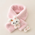 Thick Plush Scarf for Boys Girls Kids Scarf Bib Cute Cartoon Rabbit Faux Fur Neck Protection Warm Shawl Cross Winter 