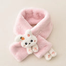 Thick Plush Scarf for Boys Girls Kids Scarf Bib Cute Cartoon Rabbit Faux Fur Neck Protection Warm Shawl Cross Winter 
