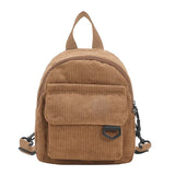 Women's Mini Backpack Fashion Solid Color Corduroy Small Simple Casual Traveling Large Capacity Durable Female's Schoolbag