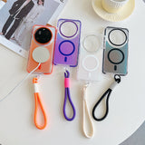 Fashion Laser Gradient Magnetic Lanyard Shockproof Case for Xiaomi 15 Ultra For Redmi Note14 Pro + 5G 14C For Magsafe Cover