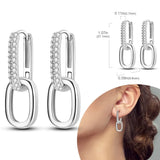 925 Sterling Silver Hypoallergenic Hoops Earrings com zircônia, jóias elegantes para mulheres e meninas, alta qualidade