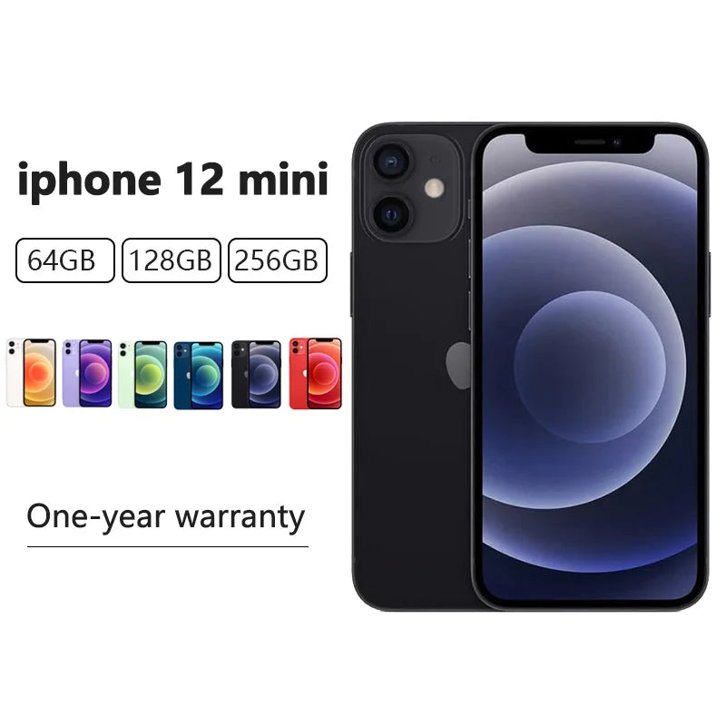 Original Apple 12 mini 64GB / 128GB / 256 ROM iPhone unlocks 5.4-inch OLED 5G screen A14 Bionic chip with Face ID 12MP camera