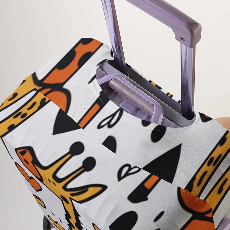 Love giraffe graffiti white pattern luggage protection cover, suitable for 18-32 inch luggage covers, luggage handle gloves, tra