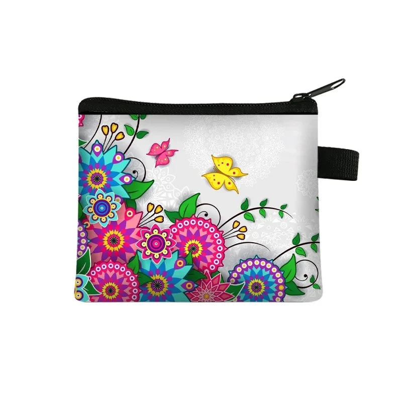 Carteira Portfel Men Wallet Women Cartera Mujer Female Short Cute Flower Zero Wallet Simple Fashion Card Bag Coin Purse Key Case