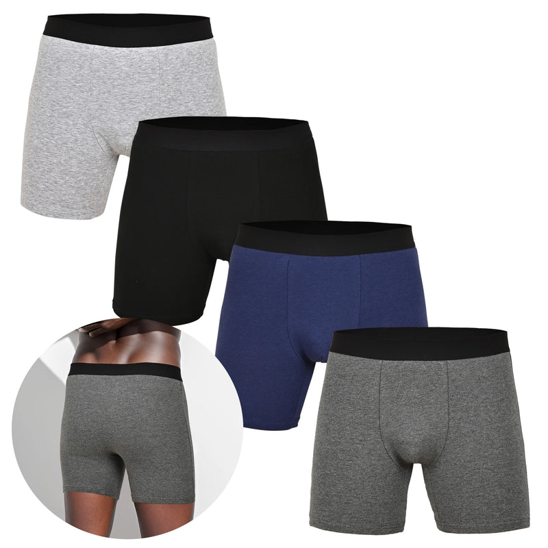 4pcs Pack Mid-Long Boxer Shorts Men Underwear Cotton Male Underpants for Men Sexy Homme Boxershorts Box Panties Slips Set Lot