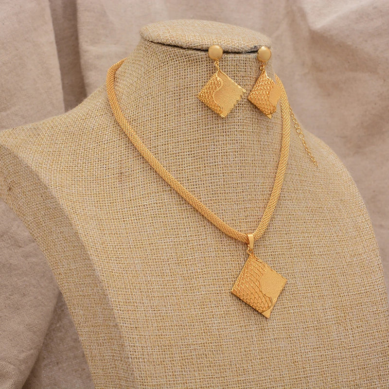 Jewelry Set For Women  Gold Plated With Necklace Pendant Nigerian Wedding Jewelry