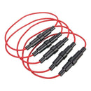 5 portafusibles de 5 x 20 mm, resistentes al agua, 10 A, color negro, 17,8 cm de largo, cable calibre 18 AWG para fusibles de coche estándar.