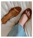 Vintage Line with Flat Sandals Design Sense Open Toe Slippers Casual Holiday Beach Shoes Light Single Shoes  Luxury Sandals