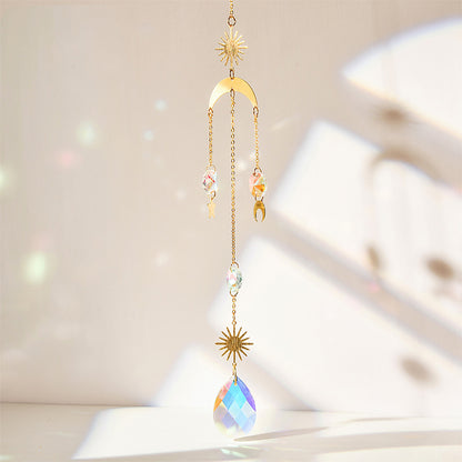 Colgante de cristal para jardín, atrapasol, campanillas de viento, prisma arcoíris, cadena de cristal para ventana, campana colgante, árbol de Navidad, decoración del hogar