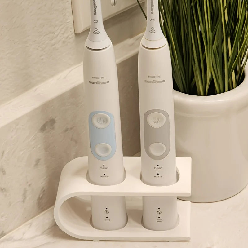 Suporte para Escova de Dentes Elétrica Resistente e Ecológico com Dois Orifícios, Organizador de Bancada para Itens Essenciais do Banheiro