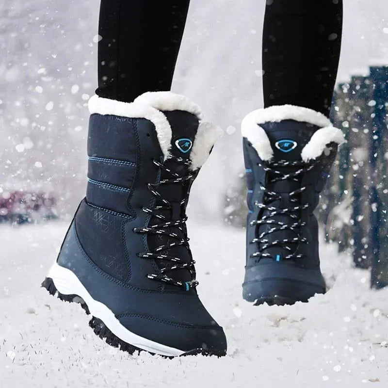 Zapatos de invierno para mujer, botas impermeables a la moda para actividades al aire libre, botas de nieve resistentes al desgaste, botas de nieve cálidas de felpa, novedad de 2024