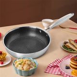 LMETJMA Stainless Steel Frying Pan Nonstick Honeycomb Fry Pan With Lid Induction Ceramic Electric Gas Cooktops Compatible KC0480