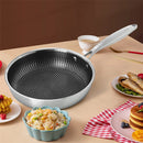 LMETJMA Stainless Steel Frying Pan Nonstick Honeycomb Fry Pan With Lid Induction Ceramic Electric Gas Cooktops Compatible KC0480