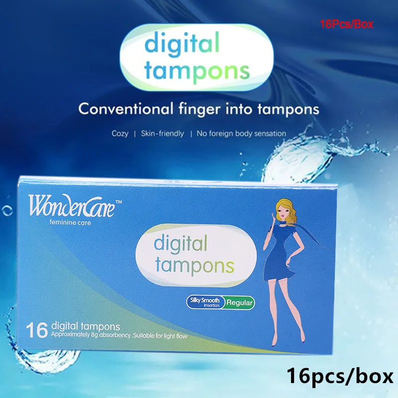 16 tampones menstruales de algodón regular de alta absorción, cómodos y protegen la menstruación. Cuidado femenino.