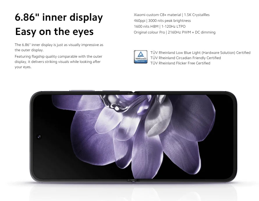 Global Version Xiaomi MIX Flip 67WHyperCharger 12GB 512GB Leica  6.86" 120Hz Display Snapdragon 8 Gen 3 Smartphone 50MP Camera