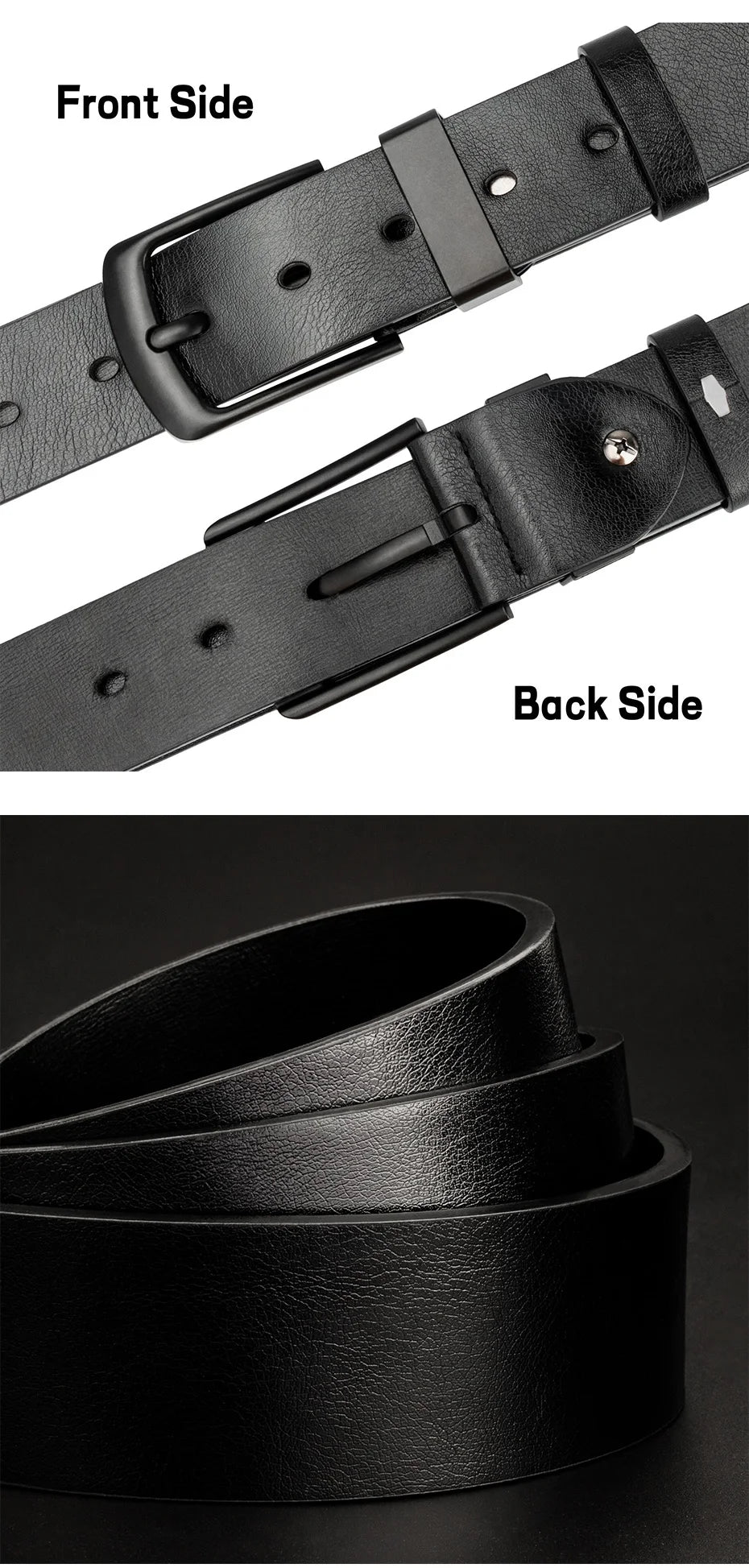 Cinturón casual vintage Maikun para hombre, con hebilla de pasador negra, de cuero ancho y versátil para estudiantes.