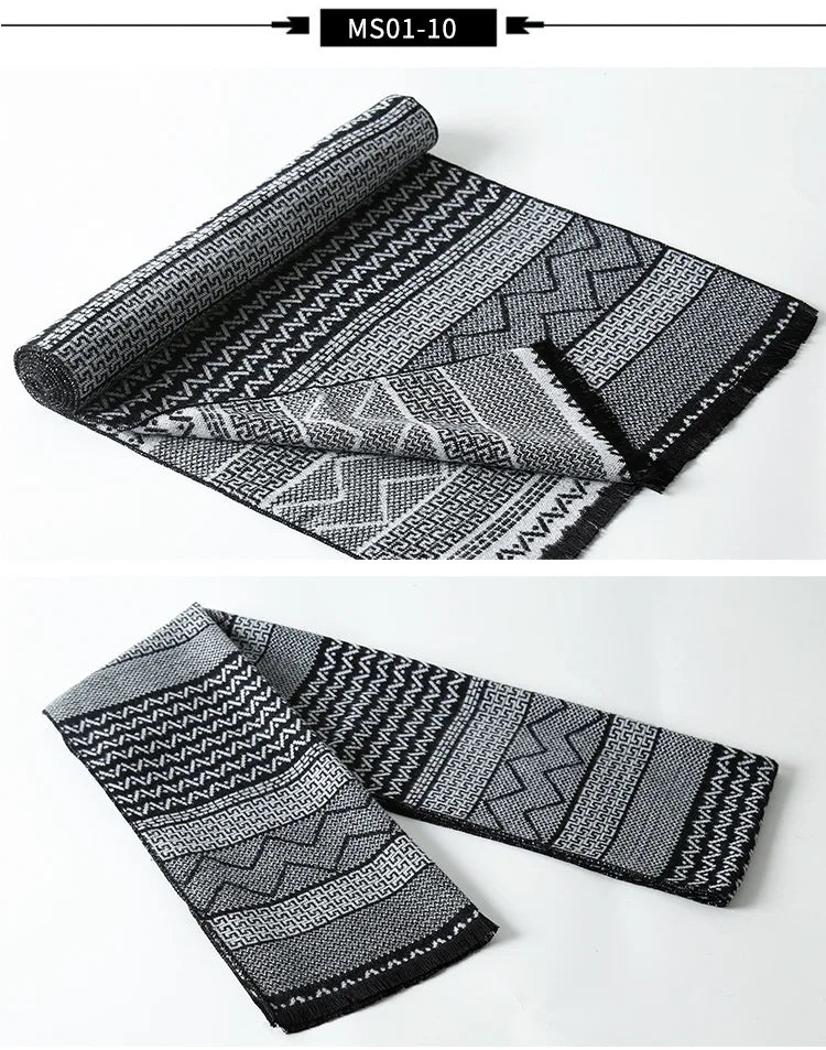 Designer Brand Plaid Men's Cashmere Scarf Winter Warm Scarves Shawls Casual Business Long Wraps Pashmina Christmas Gift for Man