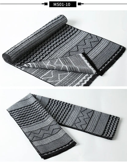 Designer Brand Plaid Men's Cashmere Scarf Winter Warm Scarves Shawls Casual Business Long Wraps Pashmina Christmas Gift for Man