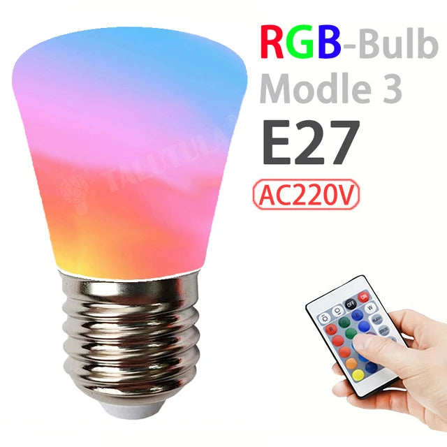 Multicolor RGB Lâmpada LED, 16 Cores, E27 Base, 220V, Iluminação Doméstica, Regulável, 24 Key, Controle Remoto, Atmosfera Neon Light