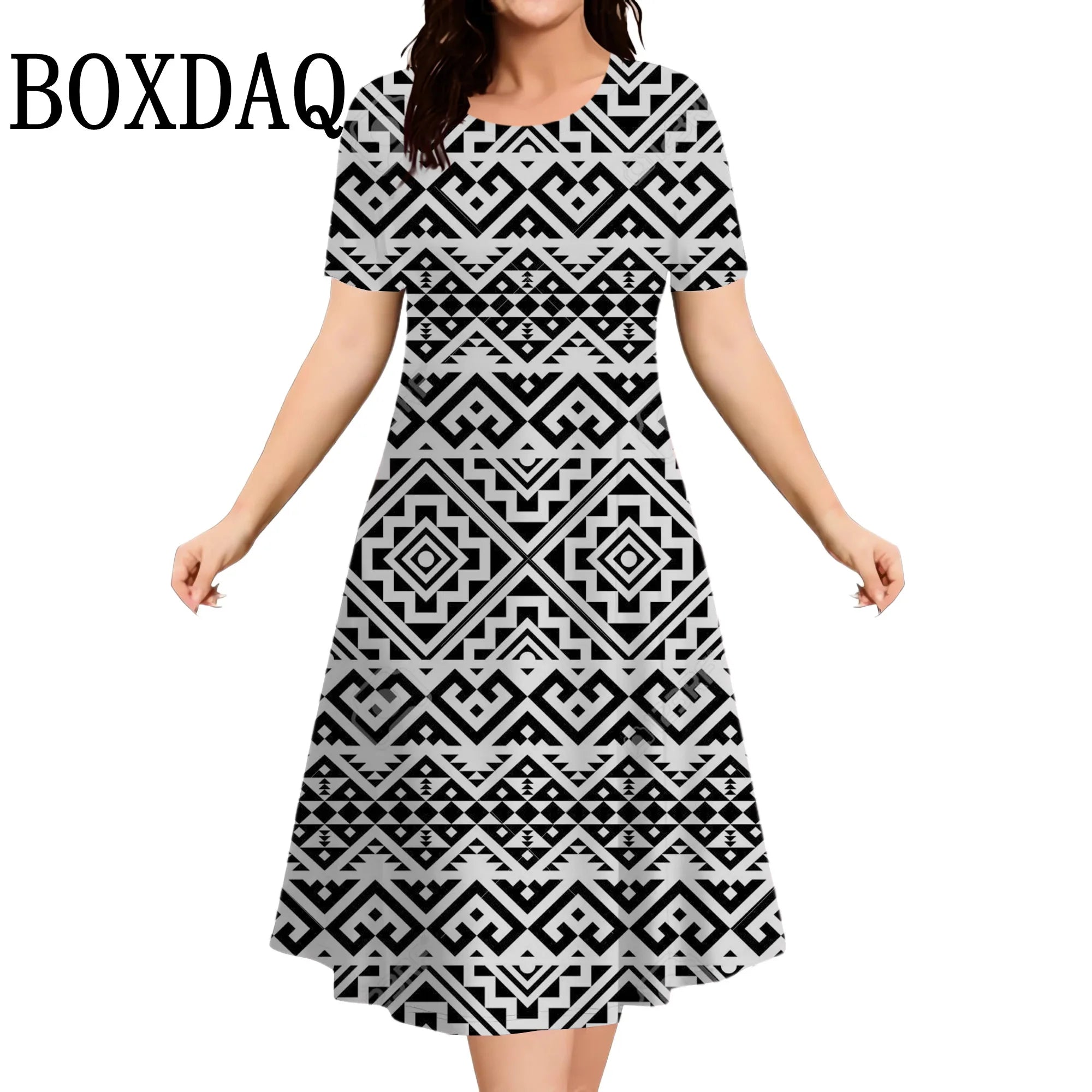 Summer Dresses 2025 Women's Plus Size Loose Casual Striped Print Short Sleeve A-Line Dress Elegant Fashion Clothing 9XL